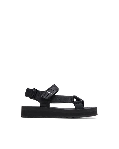 Black Sporty nylon band strap sandals 